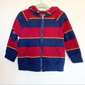 Cat & Jack Red Blue Striped Full Zip Up Hoodie - 18 Months